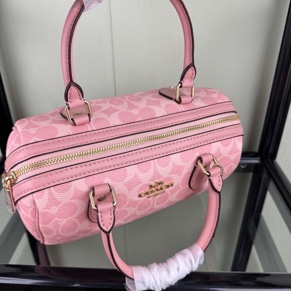 Coach Pastel Pink Logo Print Top Handle Satchel - Picture 5 of 8